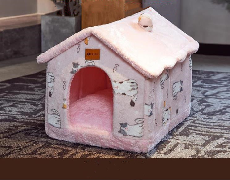 HKM-210451 Foldable Dog House Pet Cat Bed Winter Dog Villa Sleep Kennel Removable Nest Warm Enclosed Cave Sofa Pets Supplies