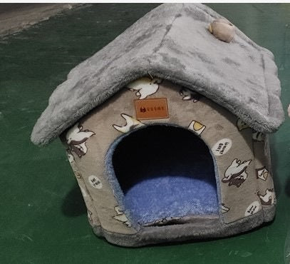 HKM-210451 Foldable Dog House Pet Cat Bed Winter Dog Villa Sleep Kennel Removable Nest Warm Enclosed Cave Sofa Pets Supplies