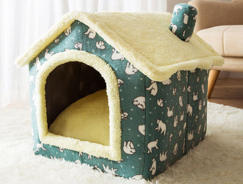 HKM-210451 Foldable Dog House Pet Cat Bed Winter Dog Villa Sleep Kennel Removable Nest Warm Enclosed Cave Sofa Pets Supplies