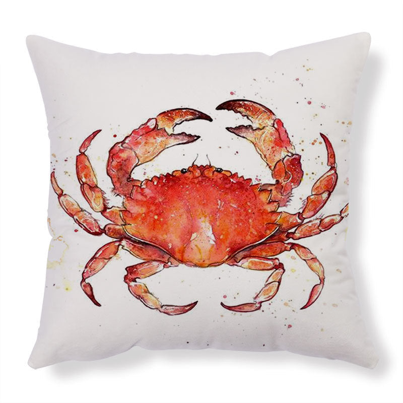 HKM-210451 Sea Turtle Print Linen Cushion Cover for Sofa and Chair - 45x45cm, Modern Home Decor
