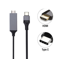 HKM-210451 Type-C to HDMI Cable - 2M ABS+PVC, 4K Resolution, USB 3.0 Compatible with Windows, Mac OS, Android