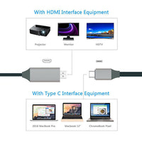 HKM-210451 Type-C to HDMI Cable - 2M ABS+PVC, 4K Resolution, USB 3.0 Compatible with Windows, Mac OS, Android