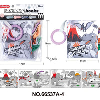 HKM-210643 Soft Cloth Book Toy for Autistic Children Featuring Black and White Cartoon Animals, Educational and Soothing, 12x12cm