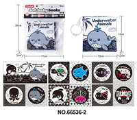 HKM-210643 Soft Cloth Book Toy for Autistic Children Featuring Black and White Cartoon Animals, Educational and Soothing, 12x12cm