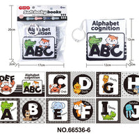 HKM-210643 Soft Cloth Book Toy for Autistic Children Featuring Black and White Cartoon Animals, Educational and Soothing, 12x12cm