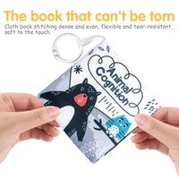 HKM-210643 Soft Cloth Book Toy for Autistic Children Featuring Black and White Cartoon Animals, Educational and Soothing, 12x12cm