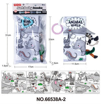 HKM-210643 Soft Cloth Book Toy for Autistic Children Featuring Black and White Cartoon Animals, Educational and Soothing, 12x12cm