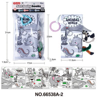 HKM-210643 Soft Cloth Book Toy for Autistic Children Featuring Black and White Cartoon Animals, Educational and Soothing, 12x12cm