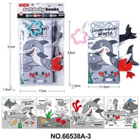 HKM-210643 Soft Cloth Book Toy for Autistic Children Featuring Black and White Cartoon Animals, Educational and Soothing, 12x12cm