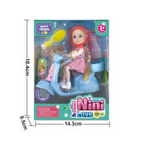 HKM-210707 6-Inch Mini Fashion Doll Ride-On Car Toy Set for Girls, Battery Operated, Educational Fun
