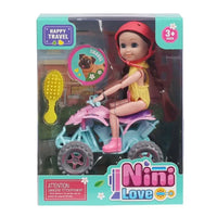 HKM-210707 6-Inch Mini Fashion Doll Ride-On Car Toy Set for Girls, Battery Operated, Educational Fun