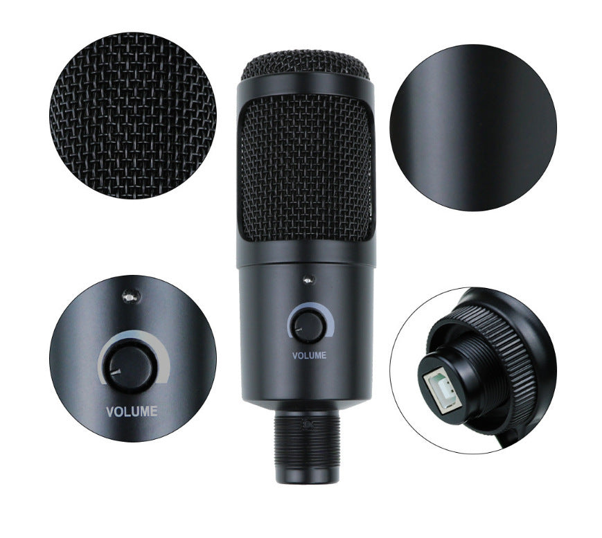 KTX-210771 USB Live Condenser Microphone with Heart-Shaped Pickup Patterns for Home Recording and Musical Instruments