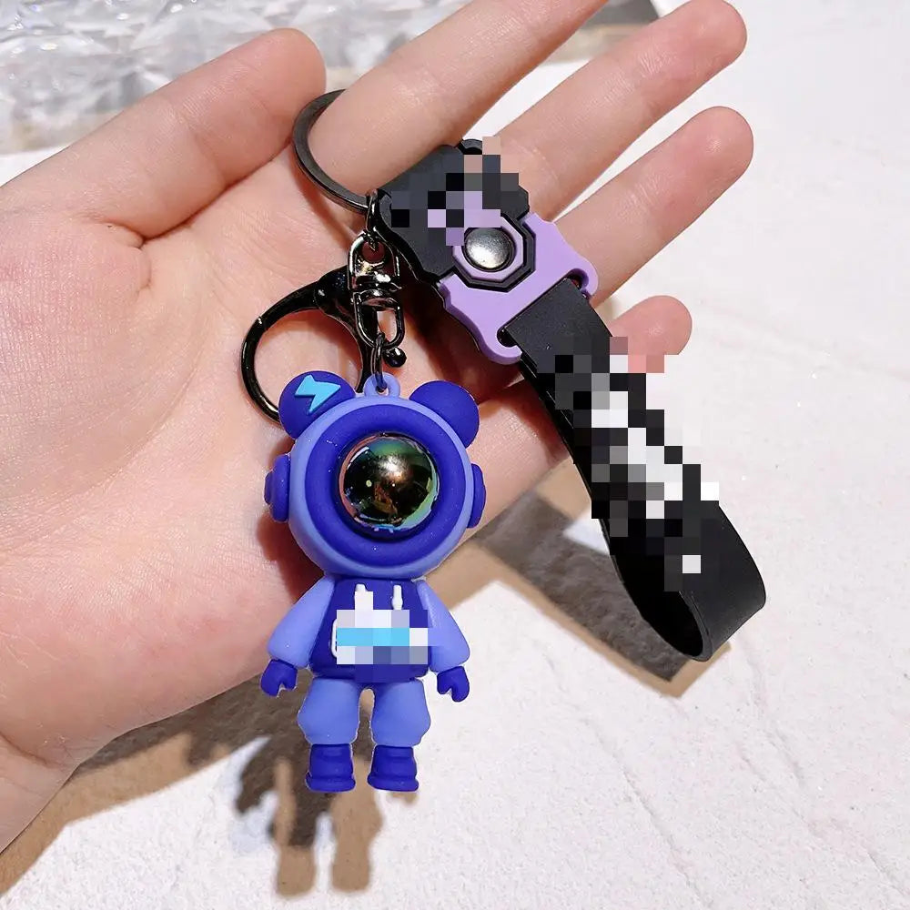 HKM-210899 Kawaii Astronaut 3D PVC Keychain Ring – Cute Cartoon Accessory for Keys