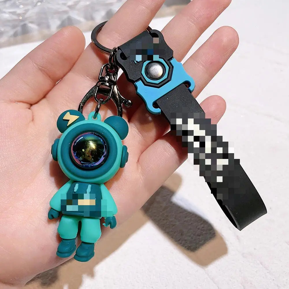 HKM-210899 Kawaii Astronaut 3D PVC Keychain Ring – Cute Cartoon Accessory for Keys