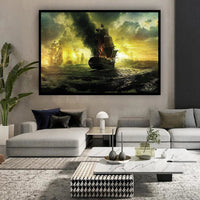 HKM-210899 Modern Rimless Canvas Painting for Living Room Decor - Oil Painting Cloth, Spray Technique