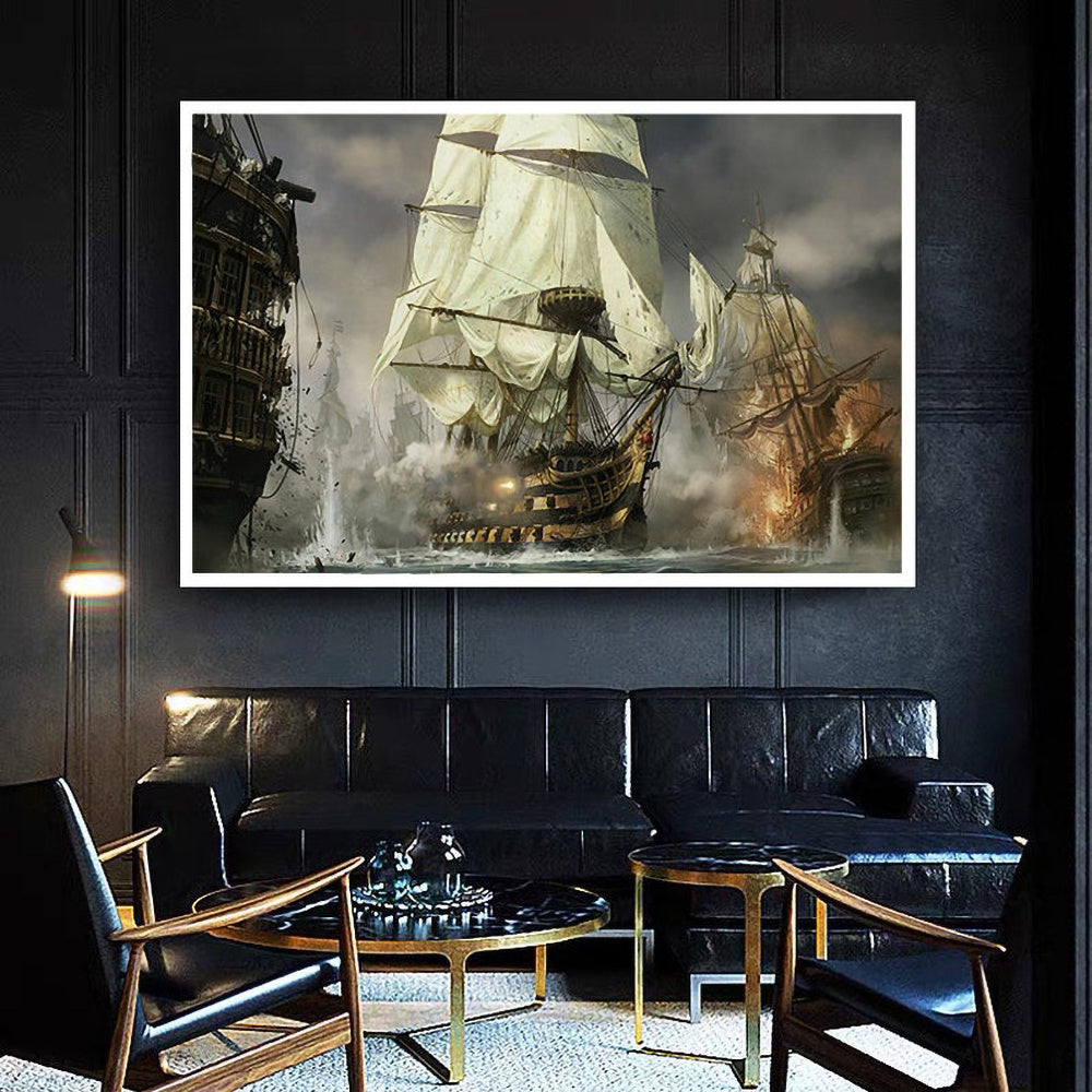 HKM-210899 Modern Rimless Canvas Painting for Living Room Decor - Oil Painting Cloth, Spray Technique