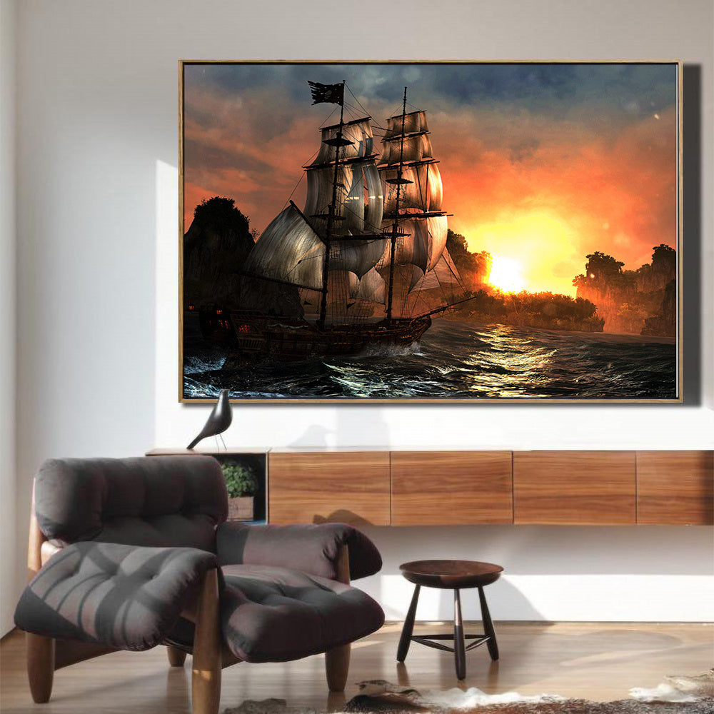 HKM-210899 Modern Rimless Canvas Painting for Living Room Decor - Oil Painting Cloth, Spray Technique