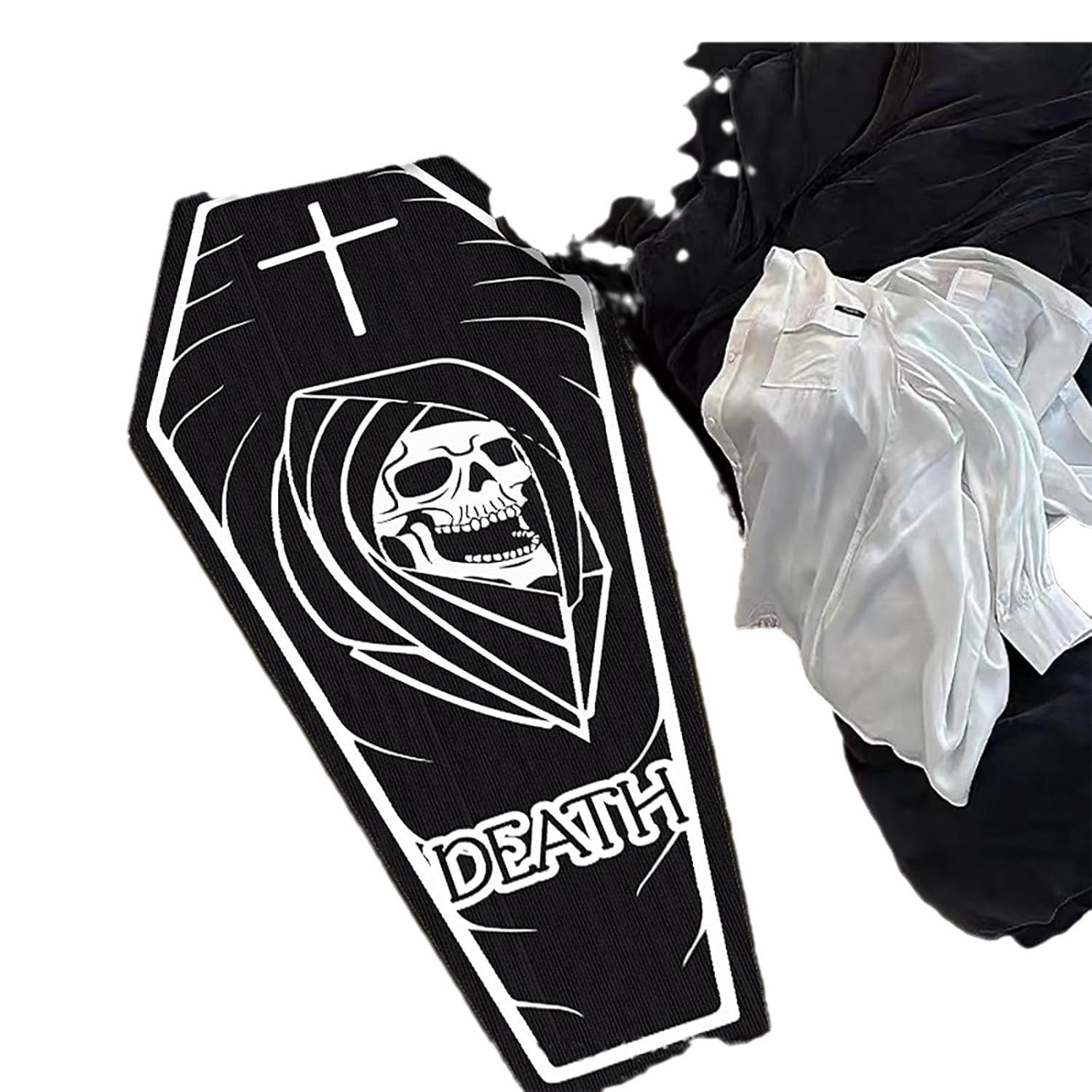 KTX-210963 Coffin Crown Halloween Decorative Floor Mat - Polyester Fiber, Various Sizes