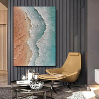HKM-211155 Handmade 3D Textured Acrylic Seaside Landscape Canvas Oil Painting - Unframed Wall Art for Home Decor
