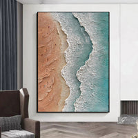 HKM-211155 Handmade 3D Textured Acrylic Seaside Landscape Canvas Oil Painting - Unframed Wall Art for Home Decor