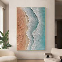 HKM-211155 Handmade 3D Textured Acrylic Seaside Landscape Canvas Oil Painting - Unframed Wall Art for Home Decor