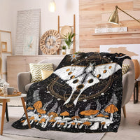 HKM-211219 Gothic Moth Moon Pattern Velvet Blanket - Multiple Sizes Available