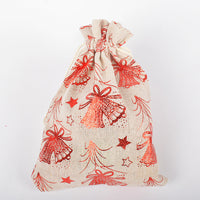 HKM-211347 Christmas Themed Cotton Linen Gift Packaging Bags, Handmade with Bronzing, 10x14cm & 13x18cm Sizes