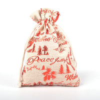 HKM-211347 Christmas Themed Cotton Linen Gift Packaging Bags, Handmade with Bronzing, 10x14cm & 13x18cm Sizes