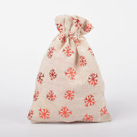 HKM-211347 Christmas Themed Cotton Linen Gift Packaging Bags, Handmade with Bronzing, 10x14cm & 13x18cm Sizes