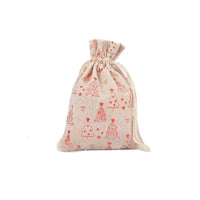 HKM-211347 Christmas Themed Cotton Linen Gift Packaging Bags, Handmade with Bronzing, 10x14cm & 13x18cm Sizes