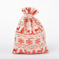HKM-211347 Christmas Themed Cotton Linen Gift Packaging Bags, Handmade with Bronzing, 10x14cm & 13x18cm Sizes