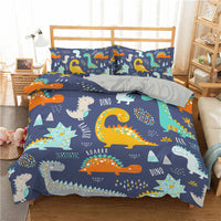 HKM-211539 3D Cartoon Print Bedding Set, Three-Piece Quilt Cover with Pillowcases, Polyester Fiber Fabric