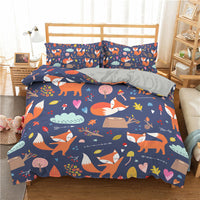 HKM-211539 3D Cartoon Print Bedding Set, Three-Piece Quilt Cover with Pillowcases, Polyester Fiber Fabric