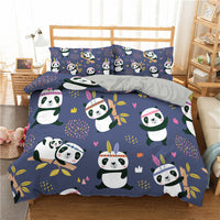 HKM-211539 3D Cartoon Print Bedding Set, Three-Piece Quilt Cover with Pillowcases, Polyester Fiber Fabric
