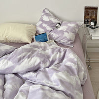 HKM-211539 Washed Cotton Four-Piece Bed Sheet Set in Multiple Sizes