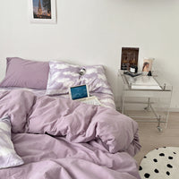 HKM-211539 Washed Cotton Four-Piece Bed Sheet Set in Multiple Sizes