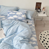 HKM-211539 Washed Cotton Four-Piece Bed Sheet Set in Multiple Sizes