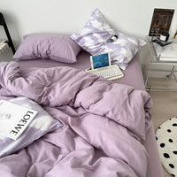 HKM-211539 Washed Cotton Four-Piece Bed Sheet Set in Multiple Sizes