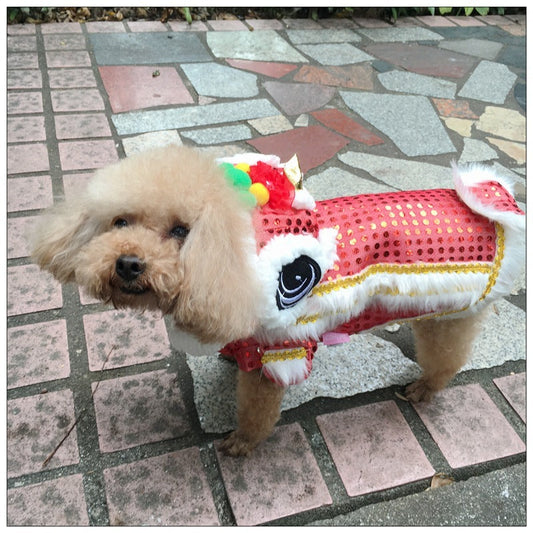 HKM-211667 Chinese Style Dog Tang Suit Costume for Pets - Cotton Fabric, Available in Multiple Colors and Sizes