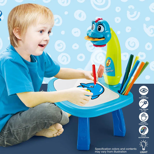 HKM-211795 Kids Enlightenment Projector Painting Table - Early Learning Drawing Desk for Ages 3+