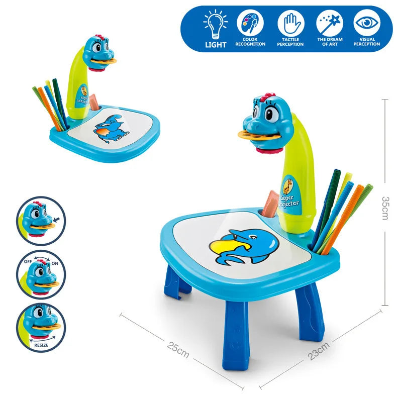 HKM-211795 Kids Enlightenment Projector Painting Table - Early Learning Drawing Desk for Ages 3+