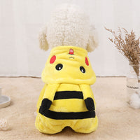 HKM-212051 Cozy Fleece Cat Costume Hoodie for Autumn and Winter - Cute Cartoon Pajamas for Cats and Small Dogs