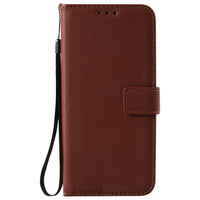 HKM-212307 Solid Color Leather Flip Card Holder Case for iPhone - Shockproof, Heat Dissipating, Anti-Wear Design in Various Colors
