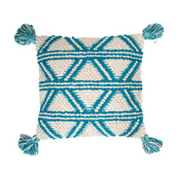 HKM-212371 Bohemian Cotton Tassel Cushion Pillowcase - Blue Weaving Design for Living Room and Bedroom