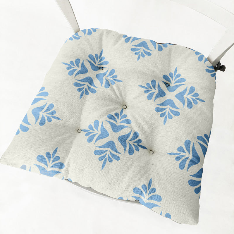 HKM-212435 Floral-Patterned Cotton Linen Chair Cushion in Round and Square Shapes with Polyester Fiber Filling