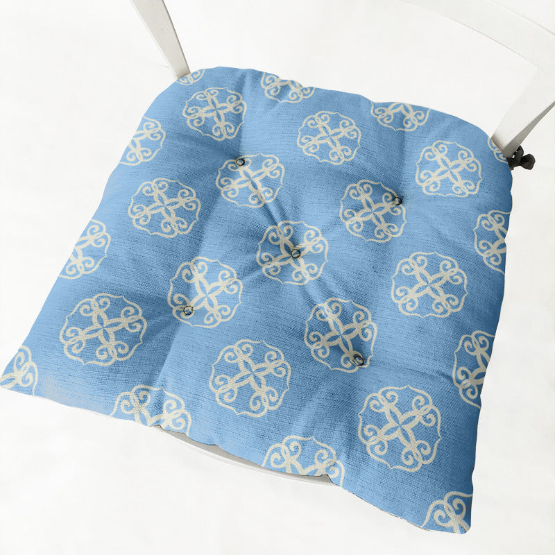 HKM-212435 Floral-Patterned Cotton Linen Chair Cushion in Round and Square Shapes with Polyester Fiber Filling
