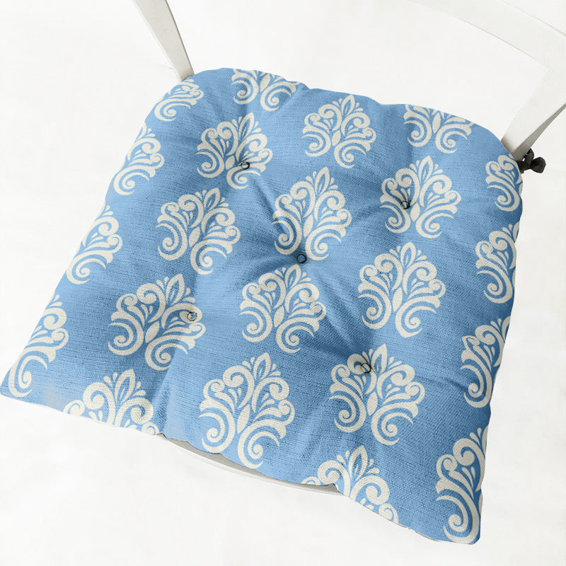 HKM-212435 Floral-Patterned Cotton Linen Chair Cushion in Round and Square Shapes with Polyester Fiber Filling