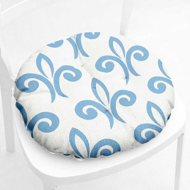 HKM-212435 Floral-Patterned Cotton Linen Chair Cushion in Round and Square Shapes with Polyester Fiber Filling