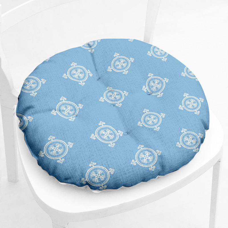 HKM-212435 Floral-Patterned Cotton Linen Chair Cushion in Round and Square Shapes with Polyester Fiber Filling