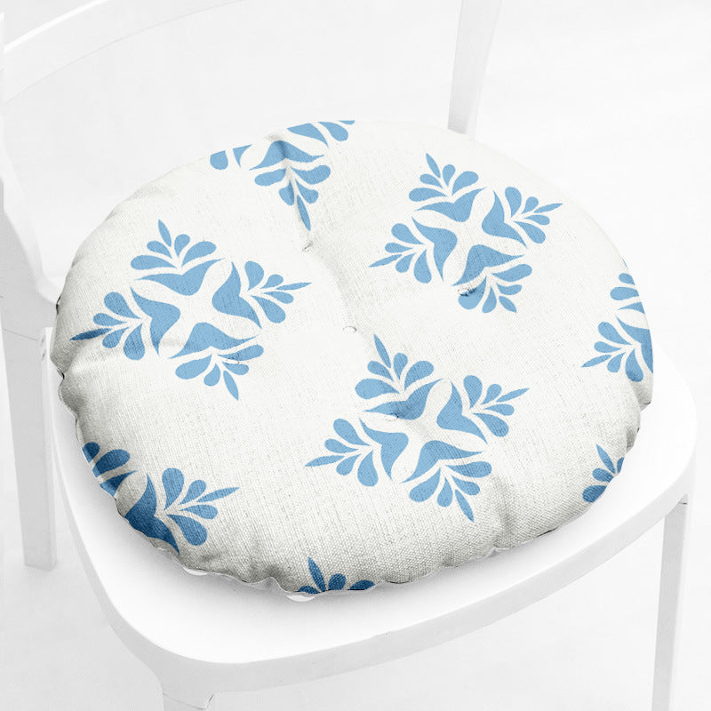 HKM-212435 Floral-Patterned Cotton Linen Chair Cushion in Round and Square Shapes with Polyester Fiber Filling